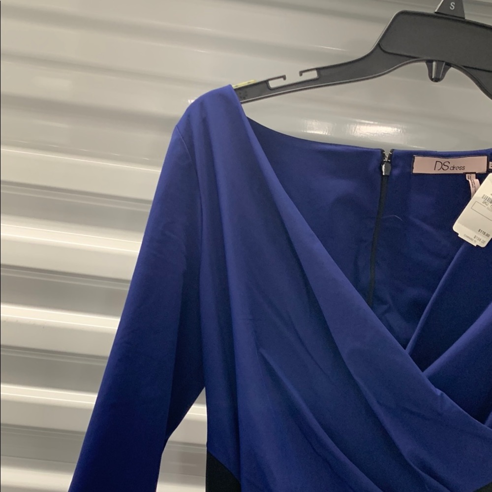 Blue Asymmetrical Ruched Sheath Dress - Picture 5 of 13